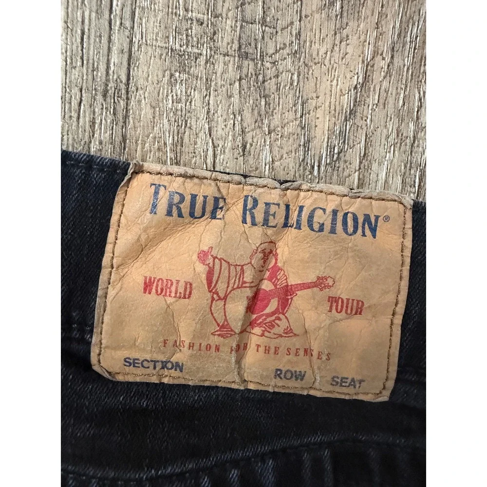 True Religion Ricky Relaxed Straight Jeans Black Washed Denim Size 29 Mens